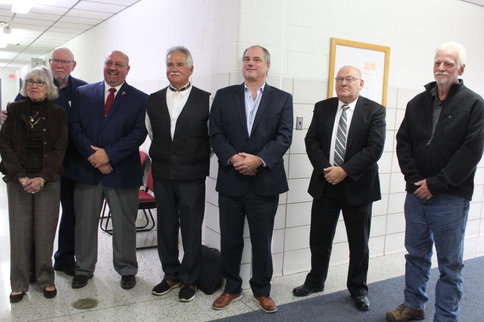 The Cheboygan County Board of Commissioners (from left) Roberta Matelski, John Wallace, Ron Williams, Curtis Chambers, Rich Sangster, Mike Newman and Steve Warfield approved awarding the bid for the Straits Regional Ride needs study.