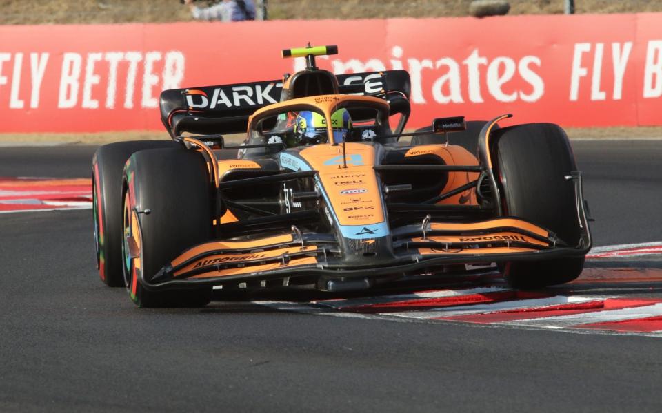  Lando Norris of Great Britain, McLaren F1 Team, MCL35M, Mercedes engine in action during practice ahead of the F1 Grand Prix of Hungary at Hungaroring on July 29, 2022 in Budapest, Hungary - Arthur Thill ATPImages/Getty Image