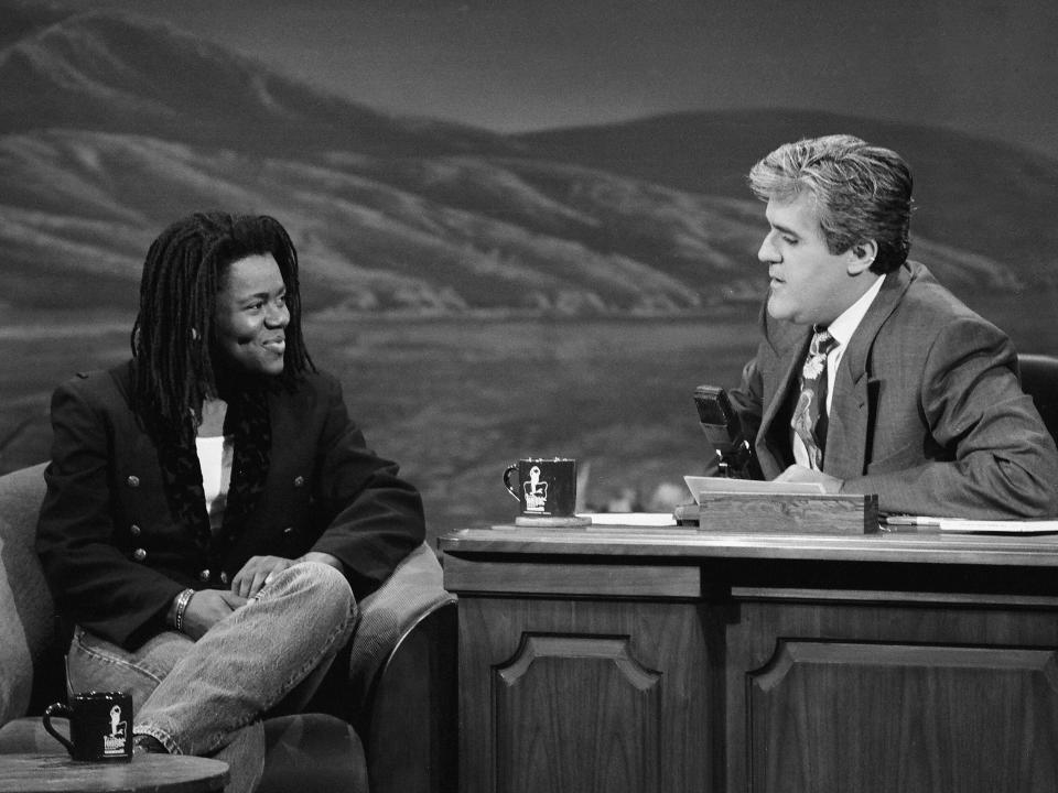 Musical guest Tracy Chapman during an interview with host Jay Leno on June 17, 1992