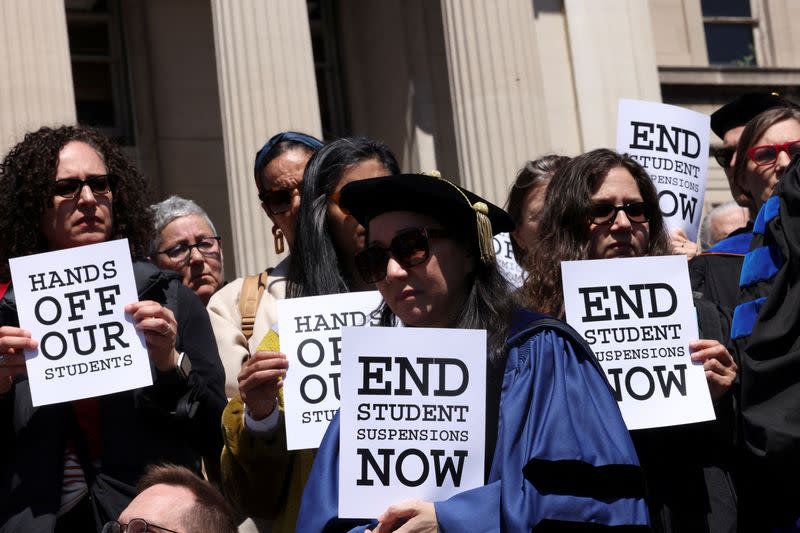 Protests continue at Columbia University in New York during the ongoing conflict between Israel and the Palestinian Islamist group Hamas