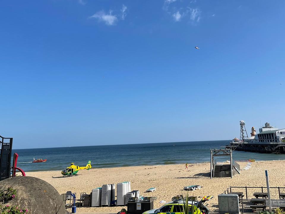 The beach was cleared to allow helicopters to land on Wednesday (PA / Professor Dimitrios Buhalis)