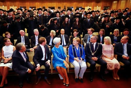 German Chancellor Angela Merkel receives an honorary doctorate in Leipzig