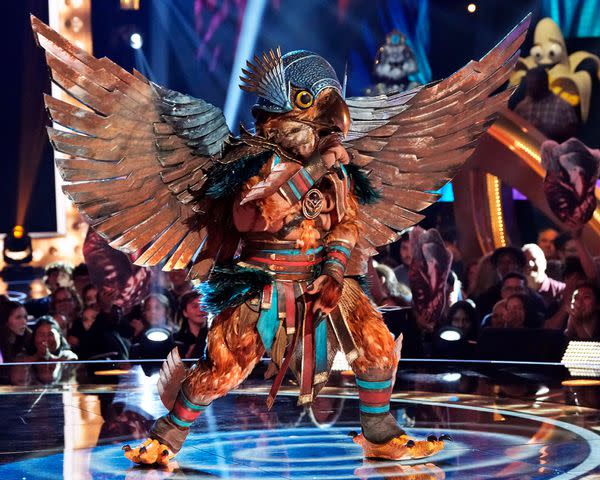 <p>Trae Patton / FOX</p> Hawk performing on 'The Masked Singer.'