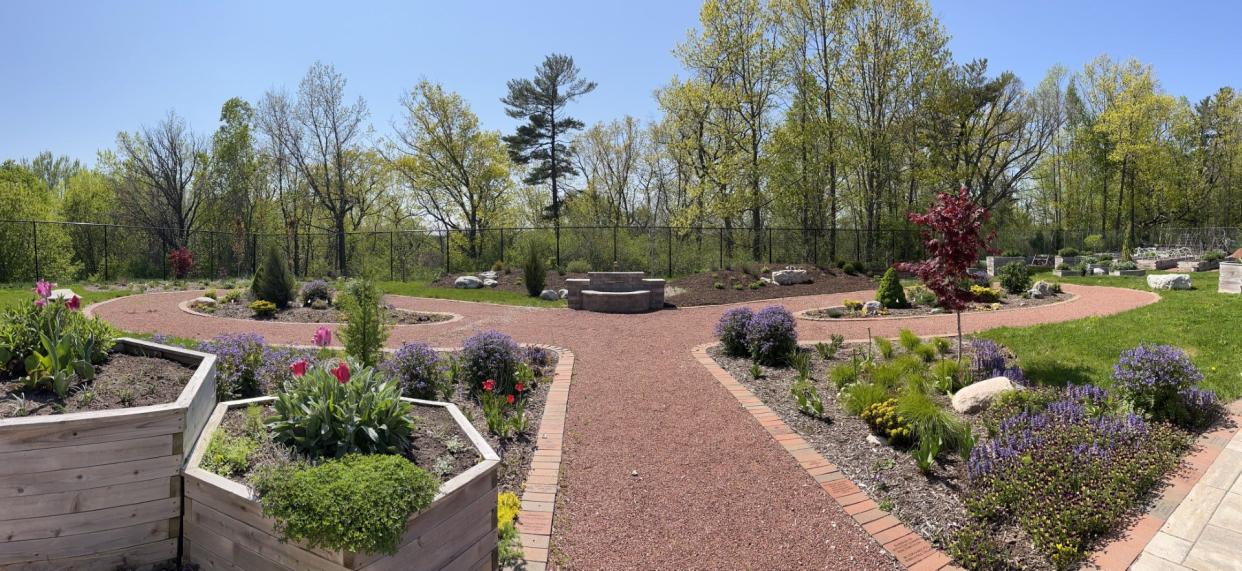 A panoramic view of Sensory Garden behind the Fresh Meals on Wheels of Sheboygan County facility is seen May 15 in Sheboygan.