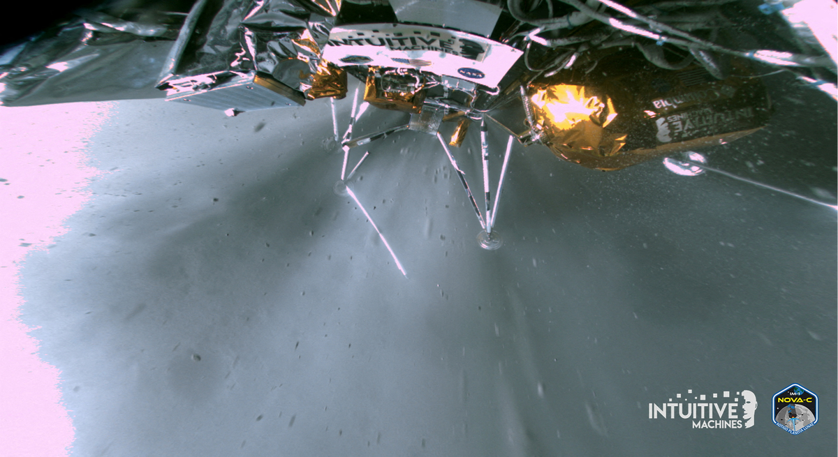 One of the Odysseus lander's legs broke upon landing (via REUTERS)