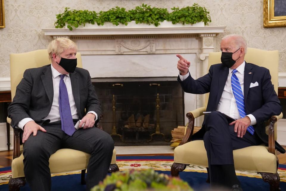 Prime Minister Boris Johnson (left) meets US President Joe Biden in the Oval Office of the White House (Stefan Rousseau/PA) (PA Wire)