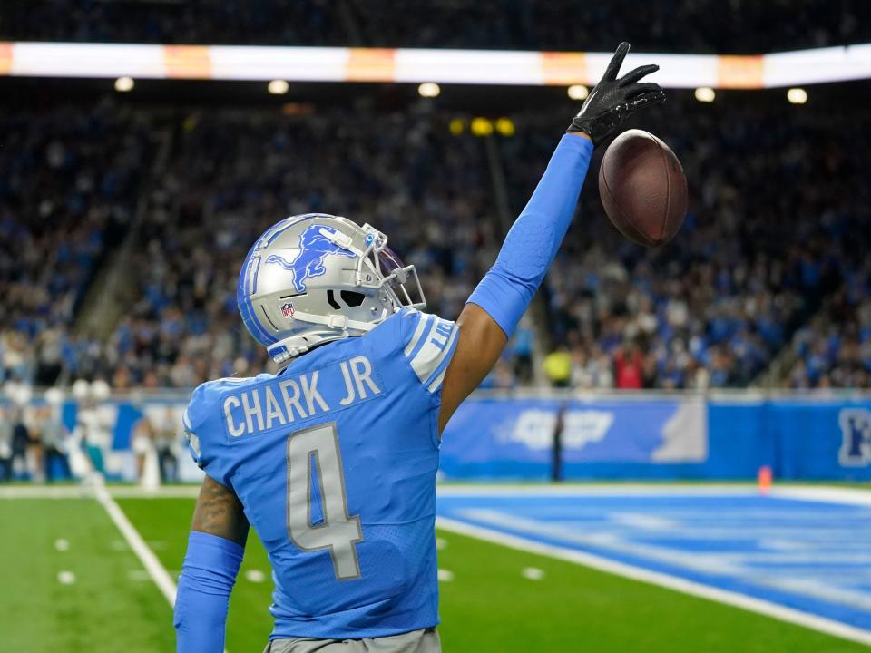 D.J. Chark celebrates after a catch against the Jacksonville Jaguars.