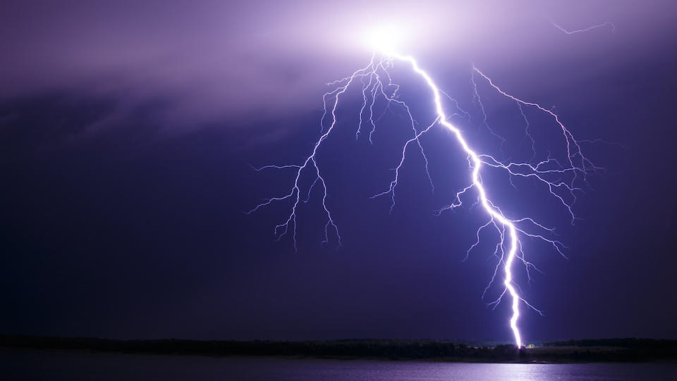 A bolt of lightning strikes in Iowa