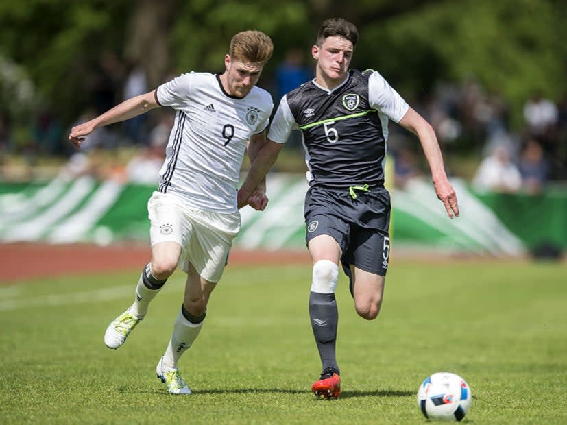 Declan Rice in action for Ireland’s U18s in 2016 (Bongarts/Getty Images)