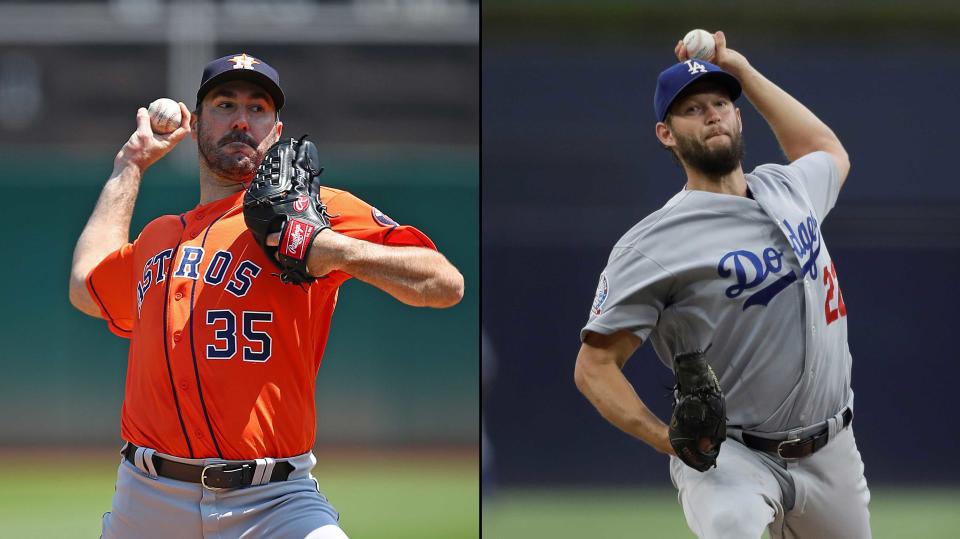 No one is doubting the greatness of Justin Verlander and Clayton Kershaw, but is either of them hitting 300 wins a good bet? (AP Photos