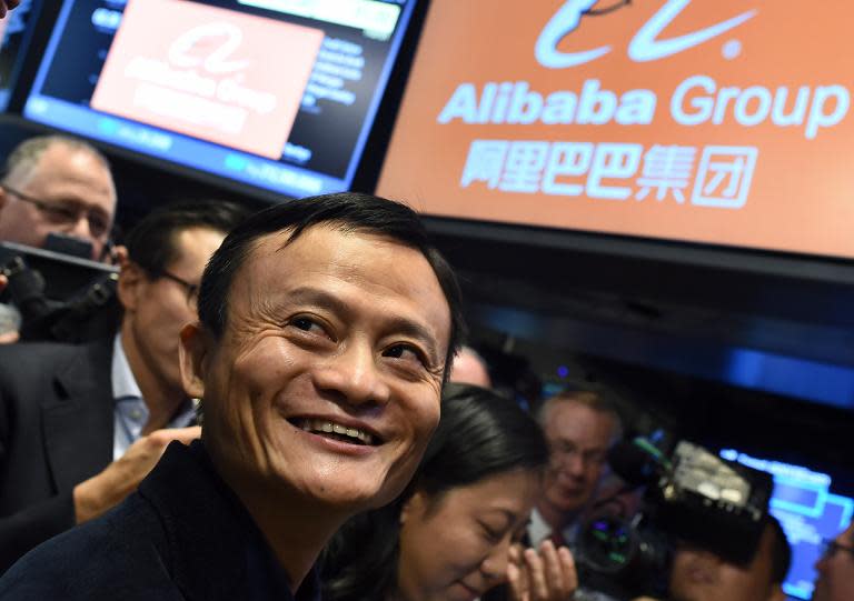 Chinese online retail giant Alibaba founder Jack Ma smiles while waiting for the trading to open at the New York Stock Exchange, on September 19, 2014