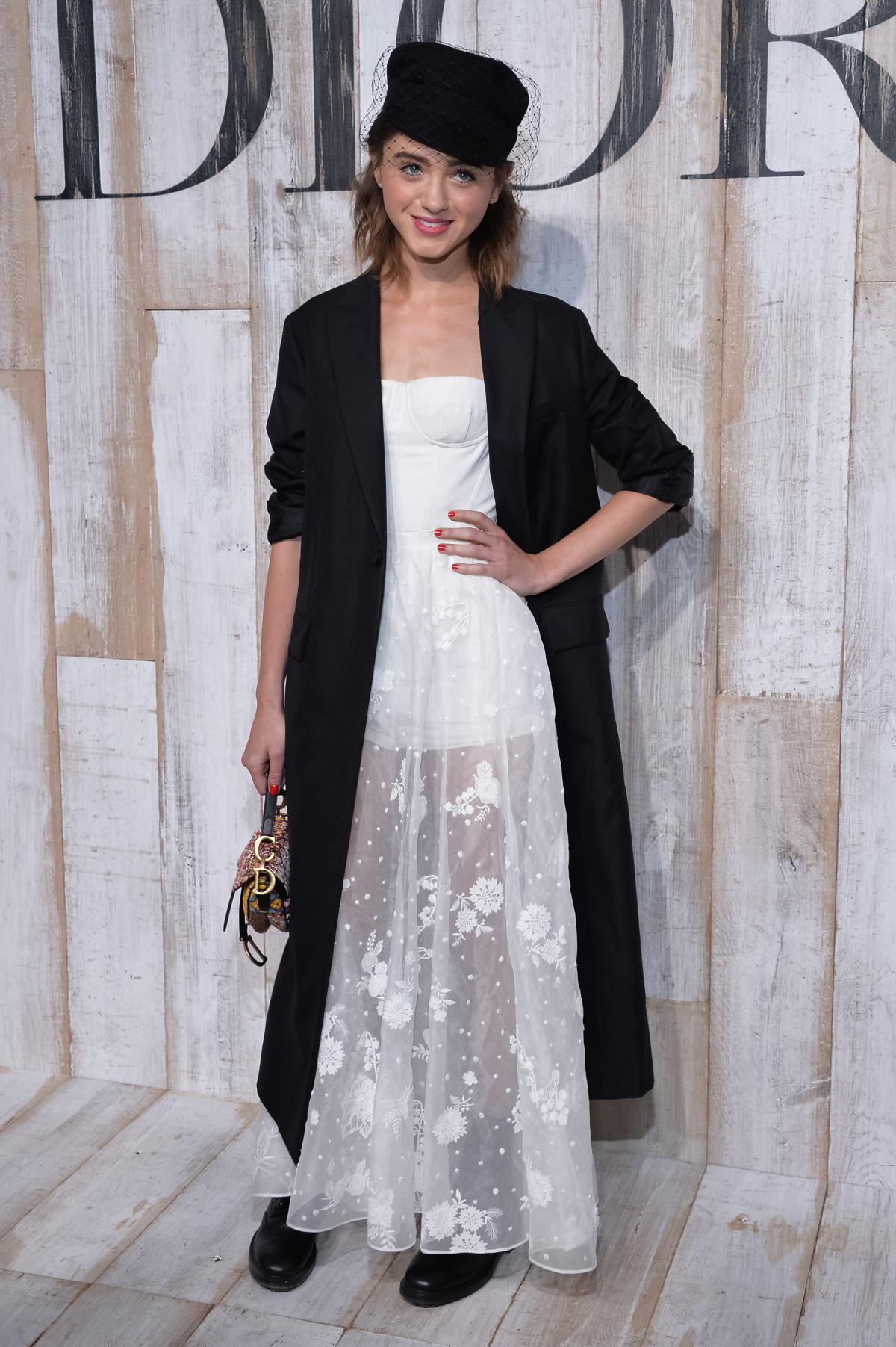 Who made Alison Brie's sequin print dress, black tights, jewelry