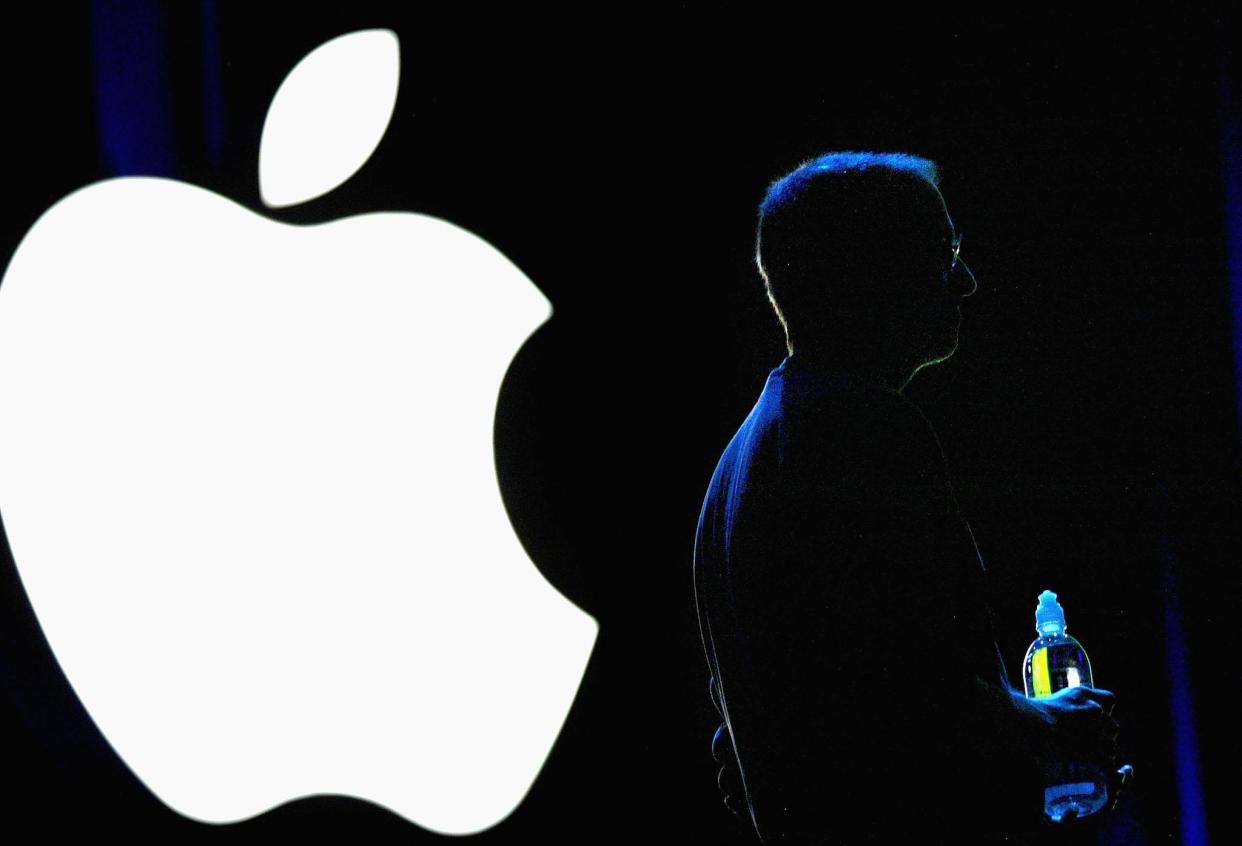 Apple CEO Steve Jobs delivers the keynote address at the 2004 Worldwide Developers Conference June 28, 2004 in San Francisco, California: Justin Sullivan/Getty Images