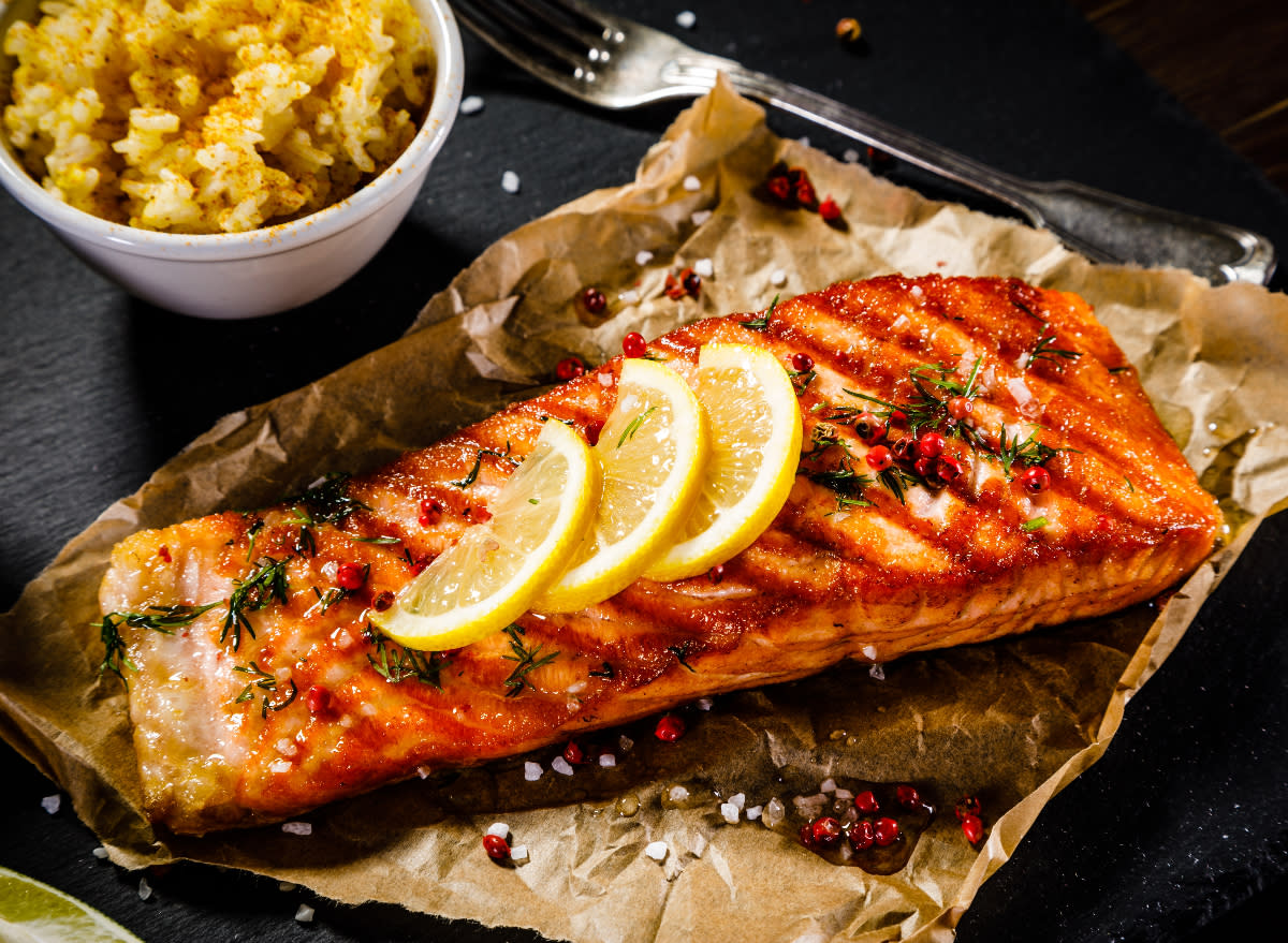 healthy piece of salmon on parchment paper, concept of can salmon help you lose weight