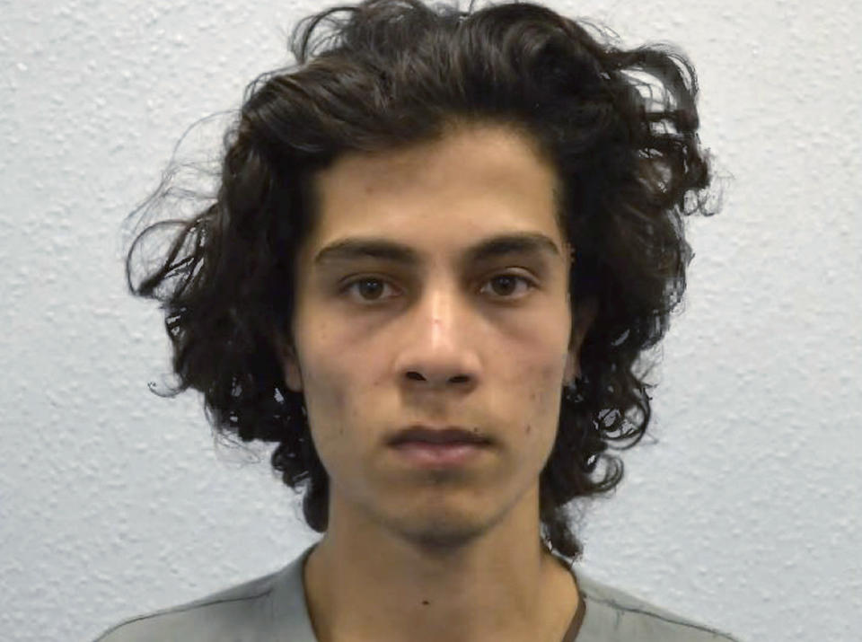 FILE - In this undated photo issued by London's Metropolitan Police, showing teenage Iraqi asylum-seeker Ahmed Hassan who has been sentenced Friday March 23, 2018, to at least 34-years in prison for injuring 51 people in a London subway bombing.  The homemade bomb placed by Ahmed Hassan only partially detonated Sept. 15, 2017, at London's Parsons Green Tube station. (Metropolitan Police via AP)