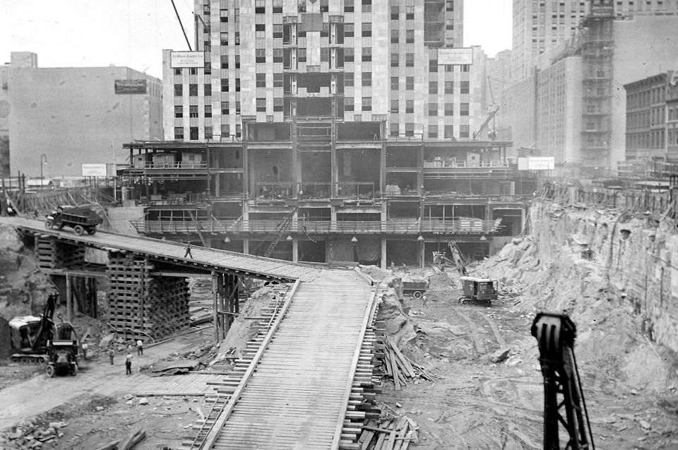 Excavation of site for Rockefeller Center construction on January 26, 1932. The site was formerly a botanic garden. | NY Daily News/Getty Images