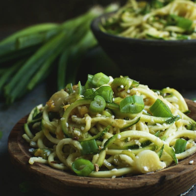 <p>Simply So Healthy</p><p>This Asian noodle salad is made with spiralized cucumbers instead of noodles! It's delicious and perfect for low-carb and keto diets.</p><p><strong>Get the recipe here: <a href="http://simplysohealthy.com/low-carb-asian-noodles/" rel="nofollow noopener" target="_blank" data-ylk="slk:Low-Carb Asian Noodles;elm:context_link;itc:0;sec:content-canvas" class="link ">Low-Carb Asian Noodles</a></strong></p>