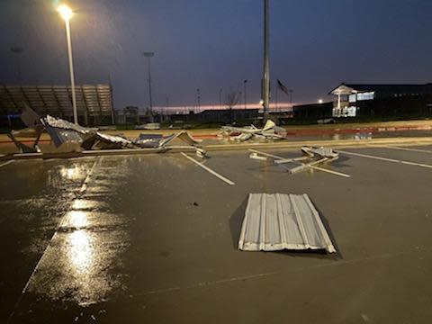 Sherman Independent School District has reported damage to the new Sherman High School facility following storms in North Texas Monday evening.