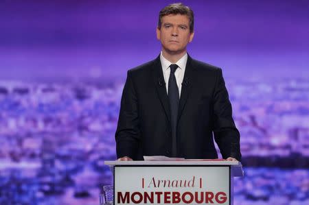 French politician Arnaud Montebourg attends the first prime-time televised debate for the French left's presidential primaries in La Plaine Saint-Denis, near Paris, France, January 12, 2017. REUTERS/Philippe Wojazer