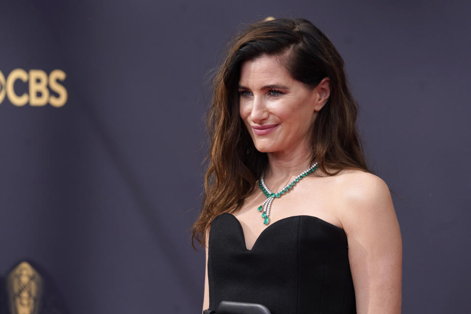 Kathryn Hahn arrives at the 73rd Primetime Emmy Awards on Sunday, Sept. 19, 2021, at L.A. Live in Los Angeles. (AP Photo/Chris Pizzello)