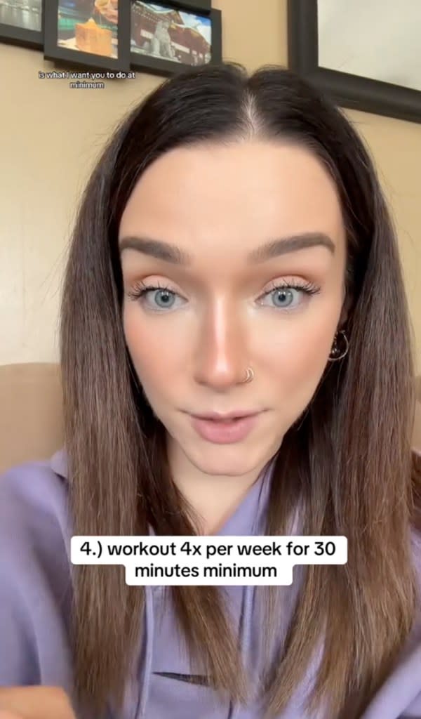 “Do all of those things as consistently as possible from now until the end of the year, along with getting good sleep, and thank me later,” Clemens said about her five-step plan. TikTok / @amber_c_fitness