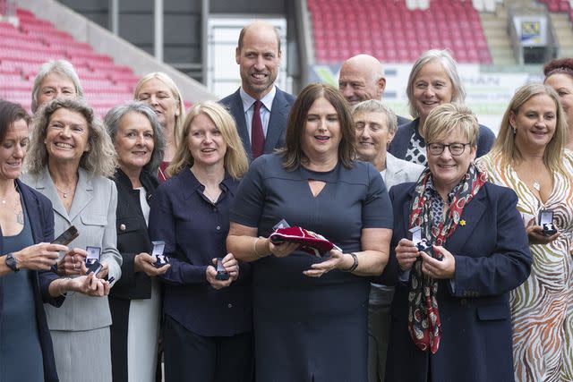 <p>Mark Cuthbert/UK Press via Getty</p> Prince William, Prince of Wales visits the home of the Scarlets to celebrate the contribution of Welsh female rugby players in support of the Welsh Rugby Union's "Missing Caps" campaign and ahead of the 2025 Women's World Cup on Sept. 10, 2024 in Llanelli, Wales