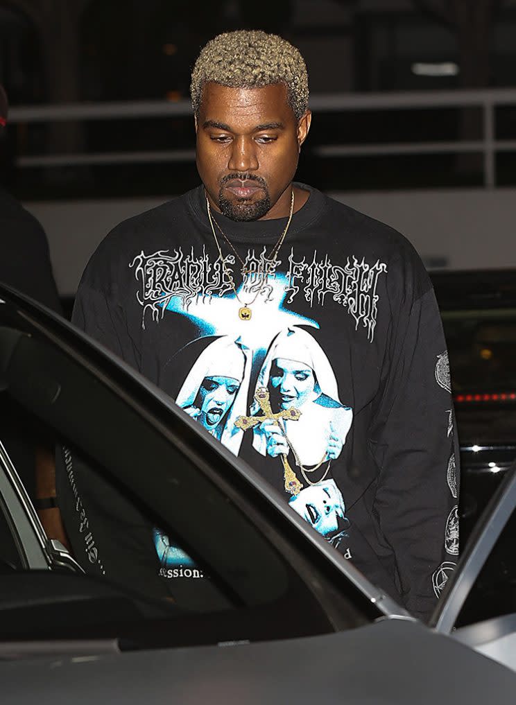 Kanye West arriving for dinner at Bandera. (Photo: AKM-GSI)