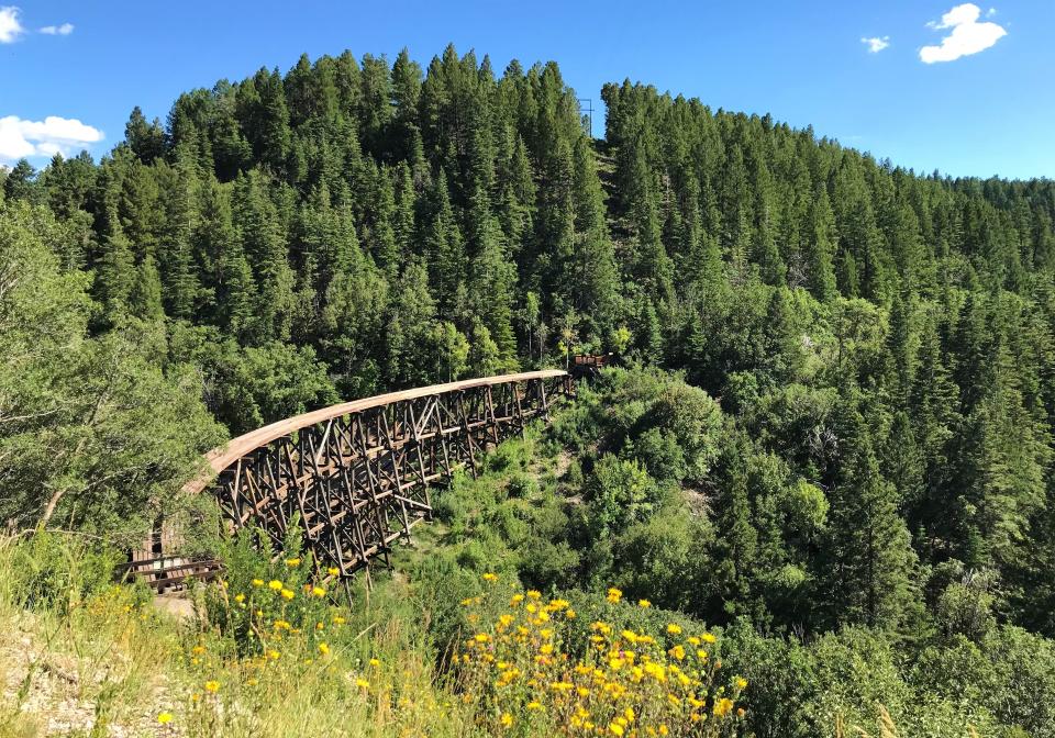 The old Mexican Railroad bridge in Cloudcroft, New Mexico. The trestle was once a part of the Alamogordo and Sacramento Railway.