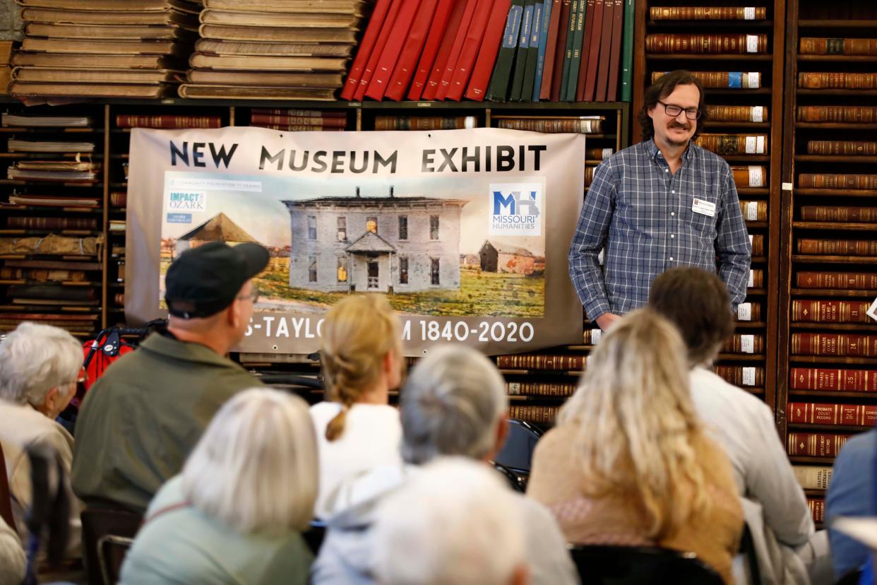 Kevin Cupka Head of Missouri State University is seen here at the opening of the Mullins-Taylor Farm exhibit at the Christian County Museum on the Ozark square on April 20, 2024.