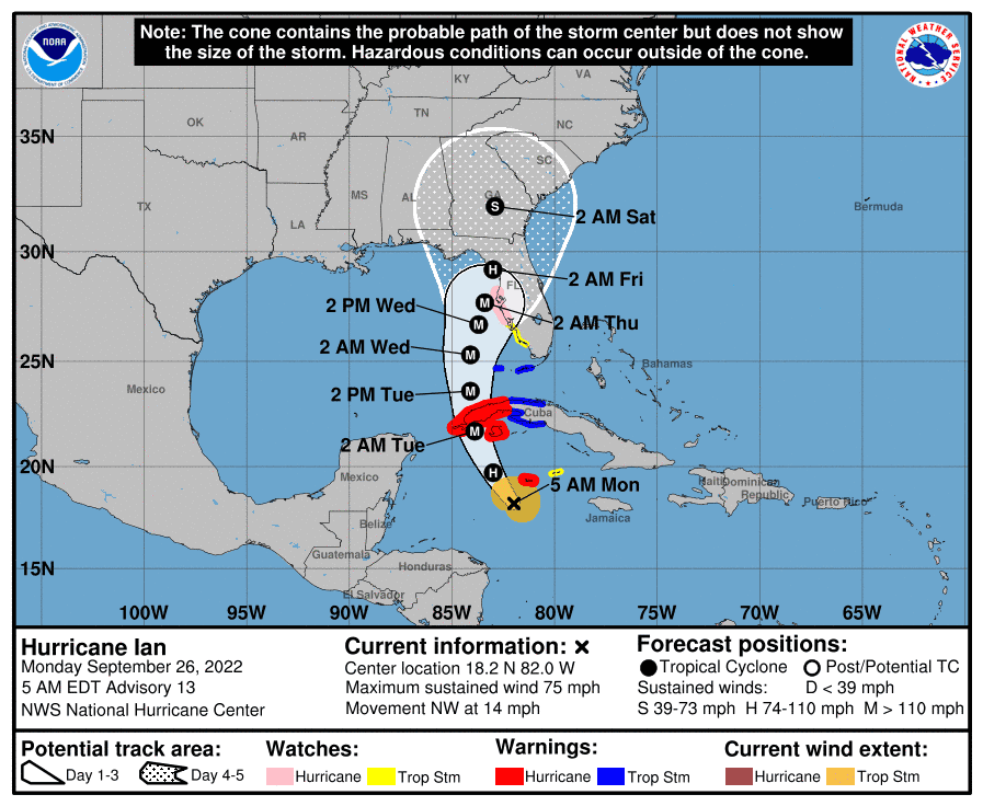 Hurricane Ian at 5 a.m. Sept. 26, 2022.