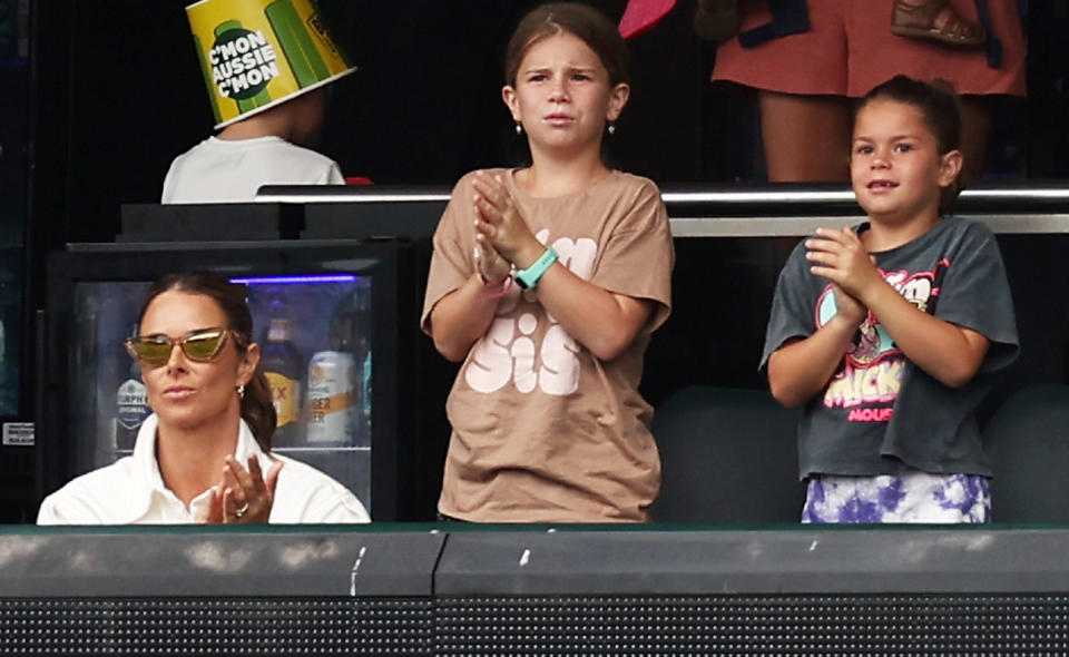 David Warner's wife Candice and their daughters, pictured here during the third Test at the SCG.