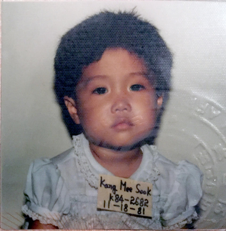 Kara Bos when she was called Kang Mee-sook in 1984, and was adopted in the same year by a family in Michigan. (Courtesy Kara Bos)