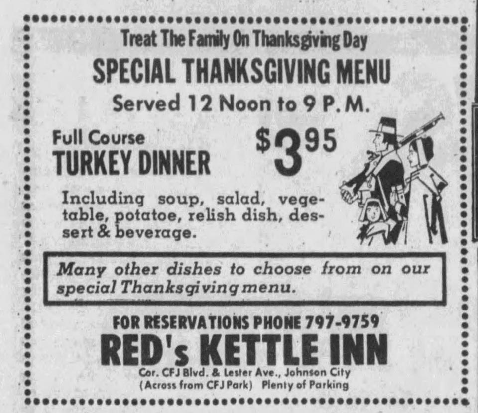 Red's Kettle Inn was open on Thanksgiving 1973 to serve those stopping by.