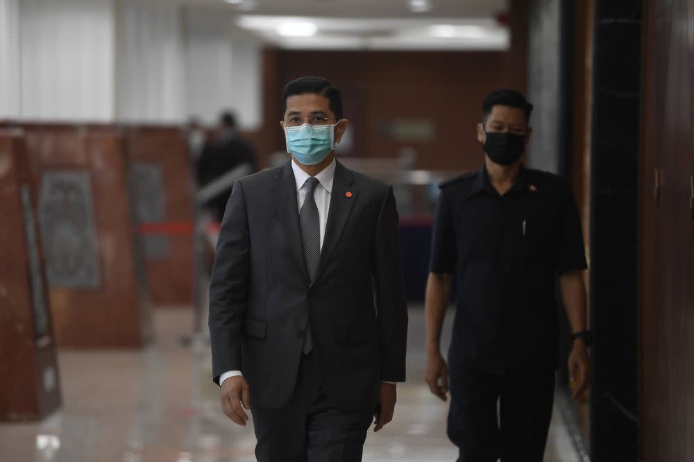 Minister of International Trade and Industry Datuk Seri Azmin Ali is pictured at Parliament in Kuala Lumpur September 20, 2021. — Bernama pic