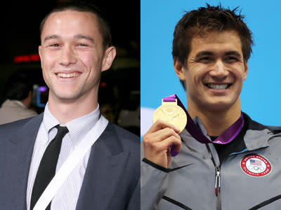 <b>Joseph Gordon Levitt / <a href="http://yhoo.it/Pa0jEK" rel="nofollow noopener" target="_blank" data-ylk="slk:Nathan Adrian;elm:context_link;itc:0;sec:content-canvas" class="link ">Nathan Adrian</a> </b><br> These two share the same exact dimpled smile.