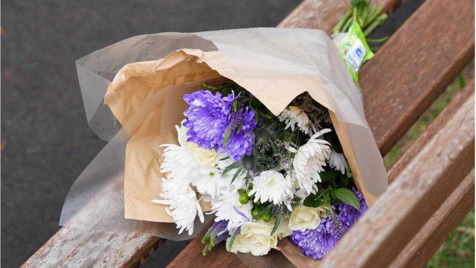 flowers left near to the scene in Plaistow, east London