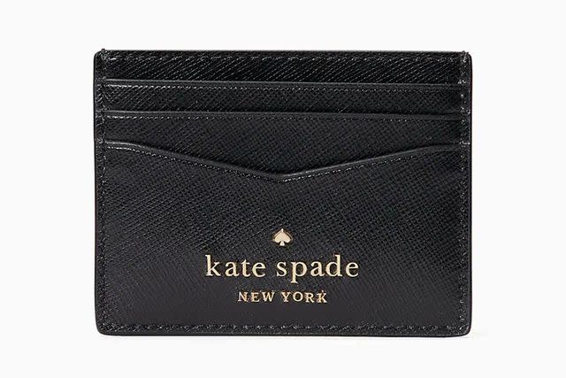 Kate Spade Staci Saffiano Leather Small Slim Card Holder Wallet Beach Glass  $79