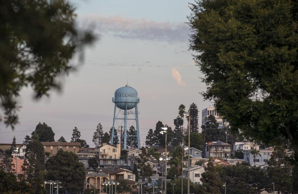 A view of the El Segundo water tower and surrounding neighborhood.