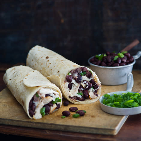 Chicken Burritos with Black-Bean Salsa and Pepper Jack