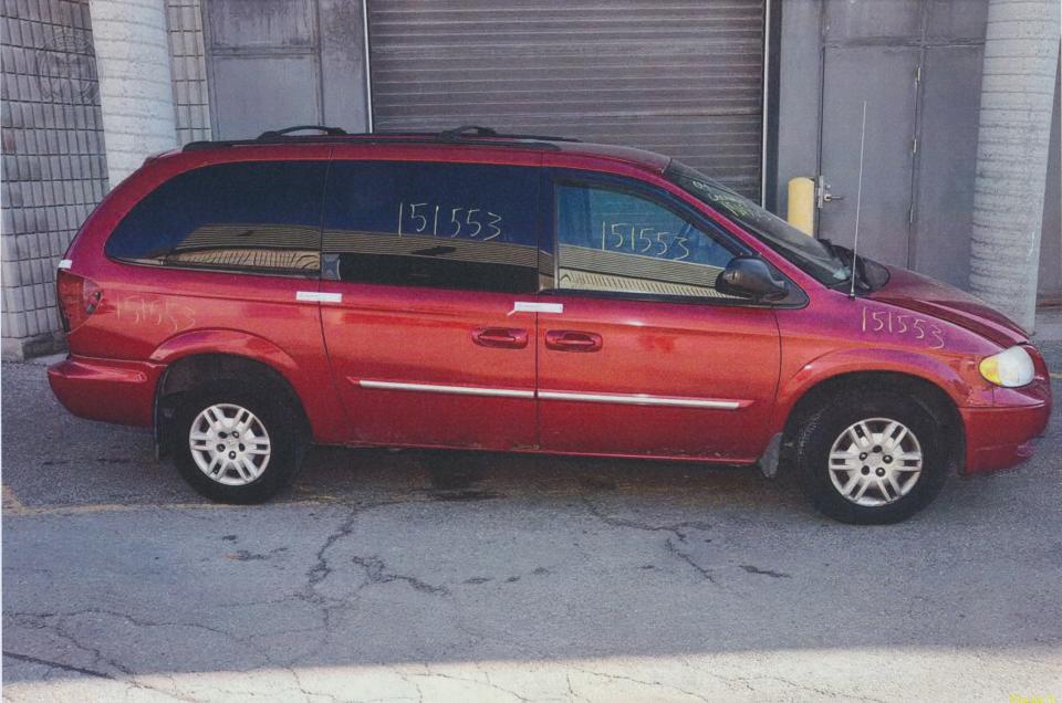 Bruce McArthur’s red 2004 Dodge Caravan. (Photo provided by the Crown)