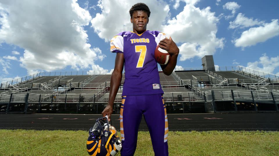 Jackson poses for a photo during his time at Boynton Beach High School in 2014. - Jim Rassol/Sun Sentinel/Tribune News Service/Getty Images