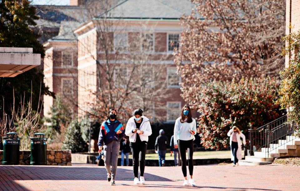 UNC began in-person classes Monday, Feb. 8, 2021, after delaying them three weeks because of the rising numbers of COVID-19 cases and hospitalizations across the state.