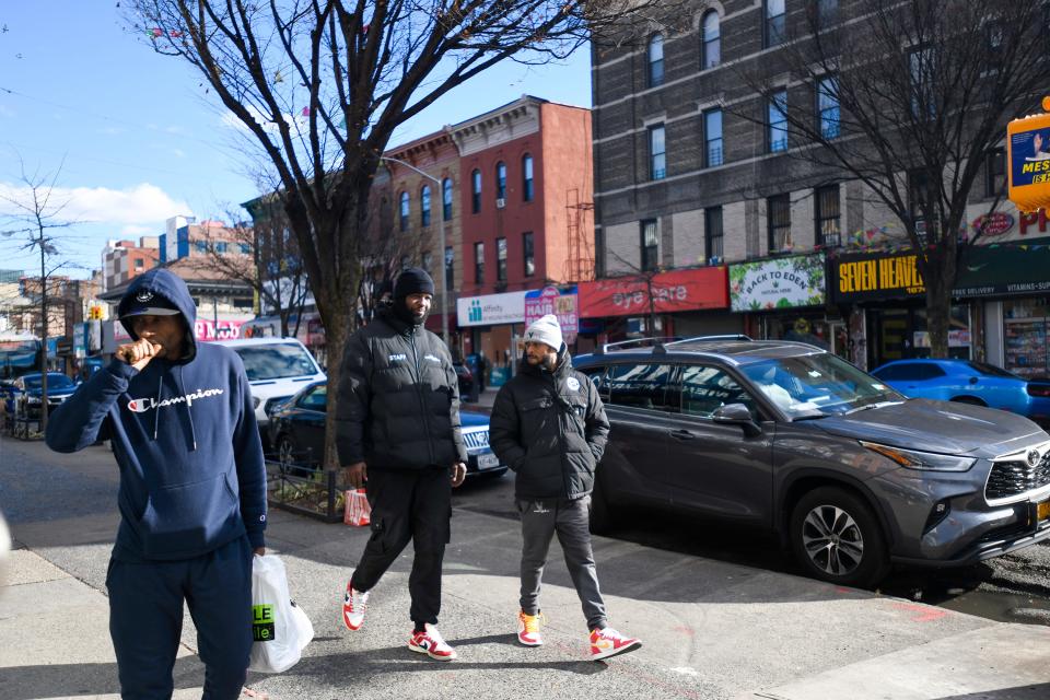 Taronn Sloane keeps an eye on the streets with partner Randi Neil from the group Brownsville In Violence Out. Sloane was shot in the staircase of the building where he lives.