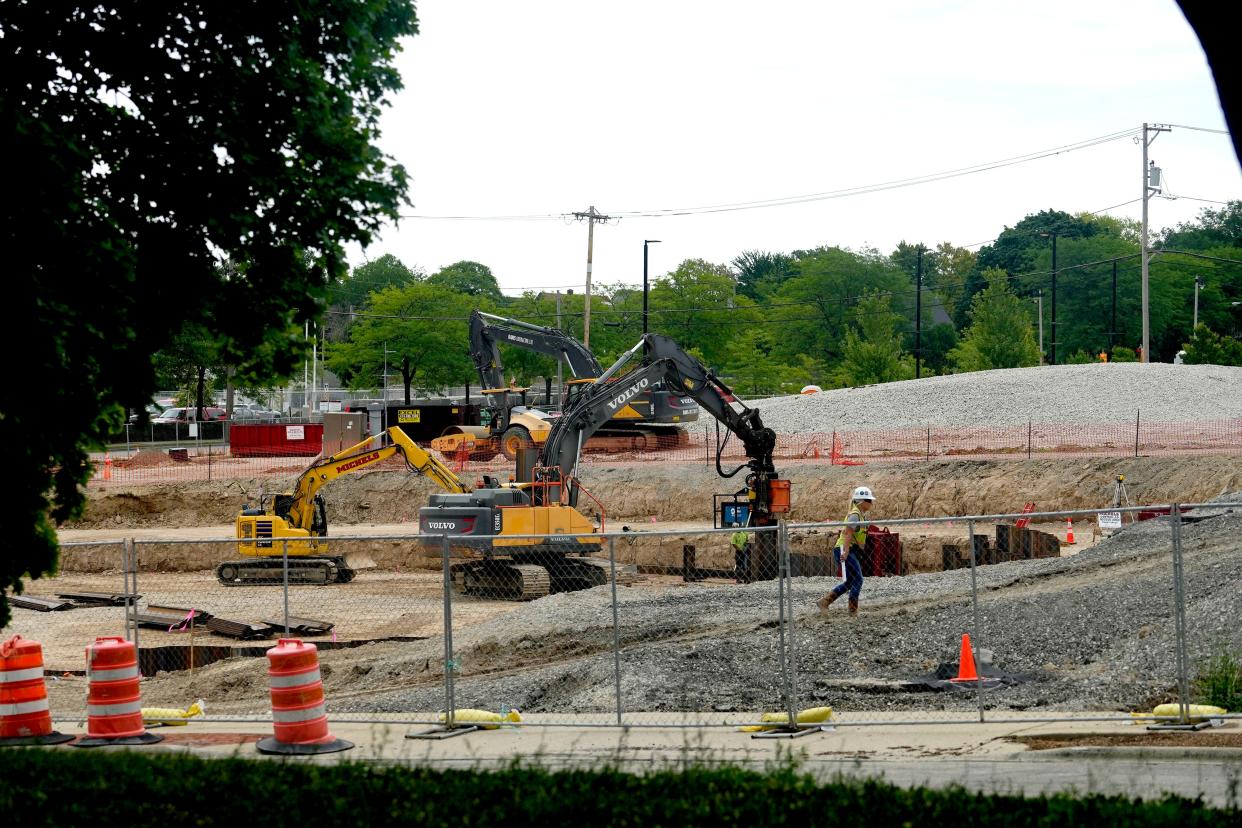Construction is underway at of Harley-Davidson where the company is making way for a park,  Wednesday, July 12, 2023 on Highland Ave. in Milwaukee.