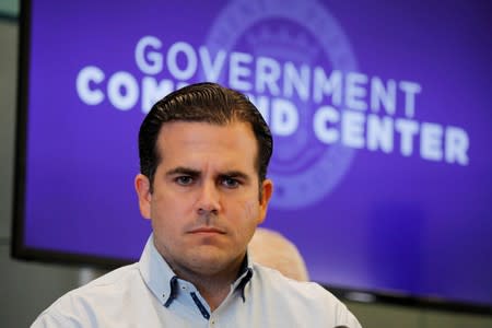 FILE PHOTO: Governor of Puerto Rico Ricardo Rossello attends a news conference days after Hurricane Maria hit Puerto Rico, in San Juan