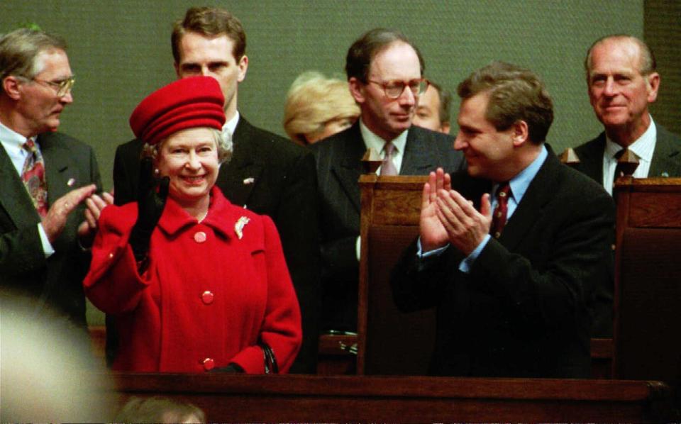 The late Queen Elizabeth II in the Polish Parliament in Warsaw in 1996 - AP/AP