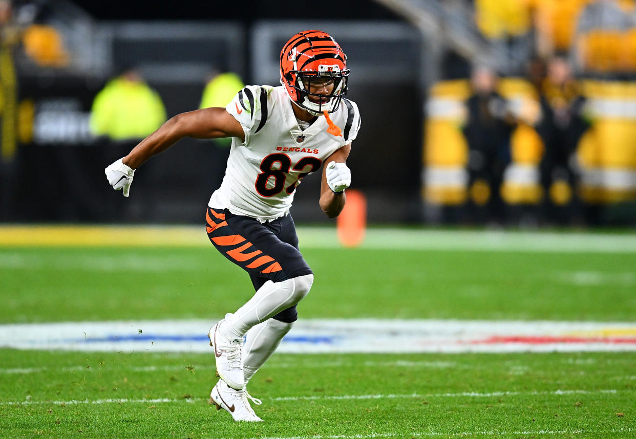 PITTSBURGH, PENNSYLVANIA - DECEMBER 23:  Tyler Boyd #83 of the Cincinnati Bengals in action during the game against the Pittsburgh Steelers at Acrisure Stadium on December 23, 2023 in Pittsburgh, Pennsylvania. (Photo by Joe Sargent/Getty Images)