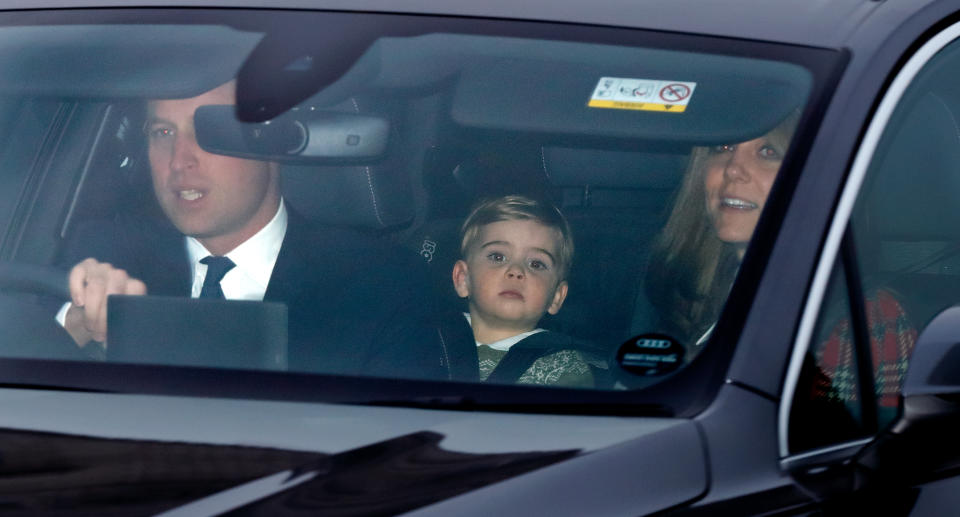 Prince William, Duke of Cambridge, Prince Louis of Cambridge and Catherine, Duchess of Cambridge attend a Christmas lunch for members of the Royal Family hosted by Queen Elizabeth II at Buckingham Palace on December 18, 2019 in London, England. (Photo by Max Mumby/Indigo/Getty Images)