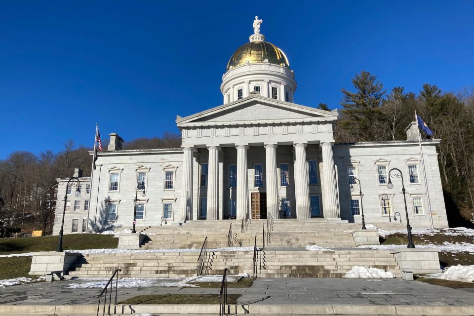The Vermont State House stands on Feb. 14, 2023, in Montpelier, Vt. The Vermont House has passed a bill Thursday, March 2, that would raise the marriage age to 18, with no exceptions, a move that supporters say would reduce domestic violence and unwanted pregnancies and improve the lives of teens.
