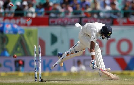 Cricket - India v Australia - Fourth Test cricket match - Himachal Pradesh Cricket Association Stadium, Dharamsala, India - 28/03/17 - India's Lokesh Rahul successfully completes a run. REUTERS/Adnan Abidi